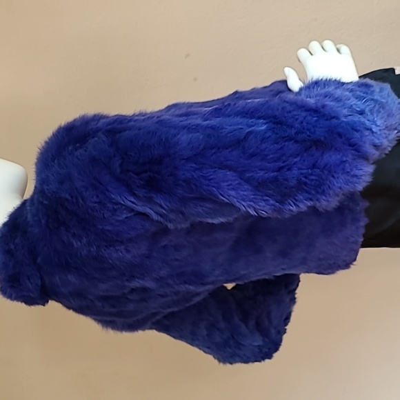 Y2K Purple fur jacket, genuine rabbit fur, zip up, size 10 - Picture 5 of 6
